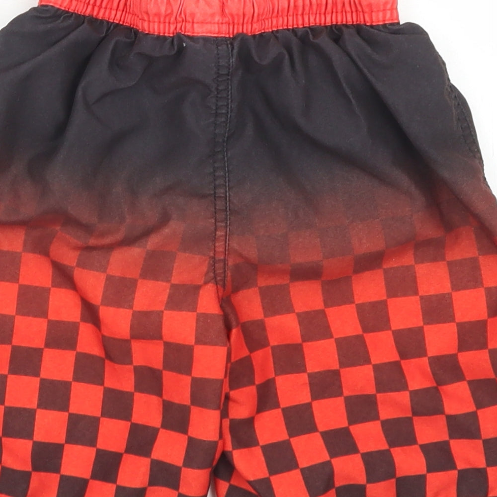 George Boys Red Check Polyester Sweat Shorts Size 6-7 Years  Regular Drawstring - Cars Lightning Mcqueen