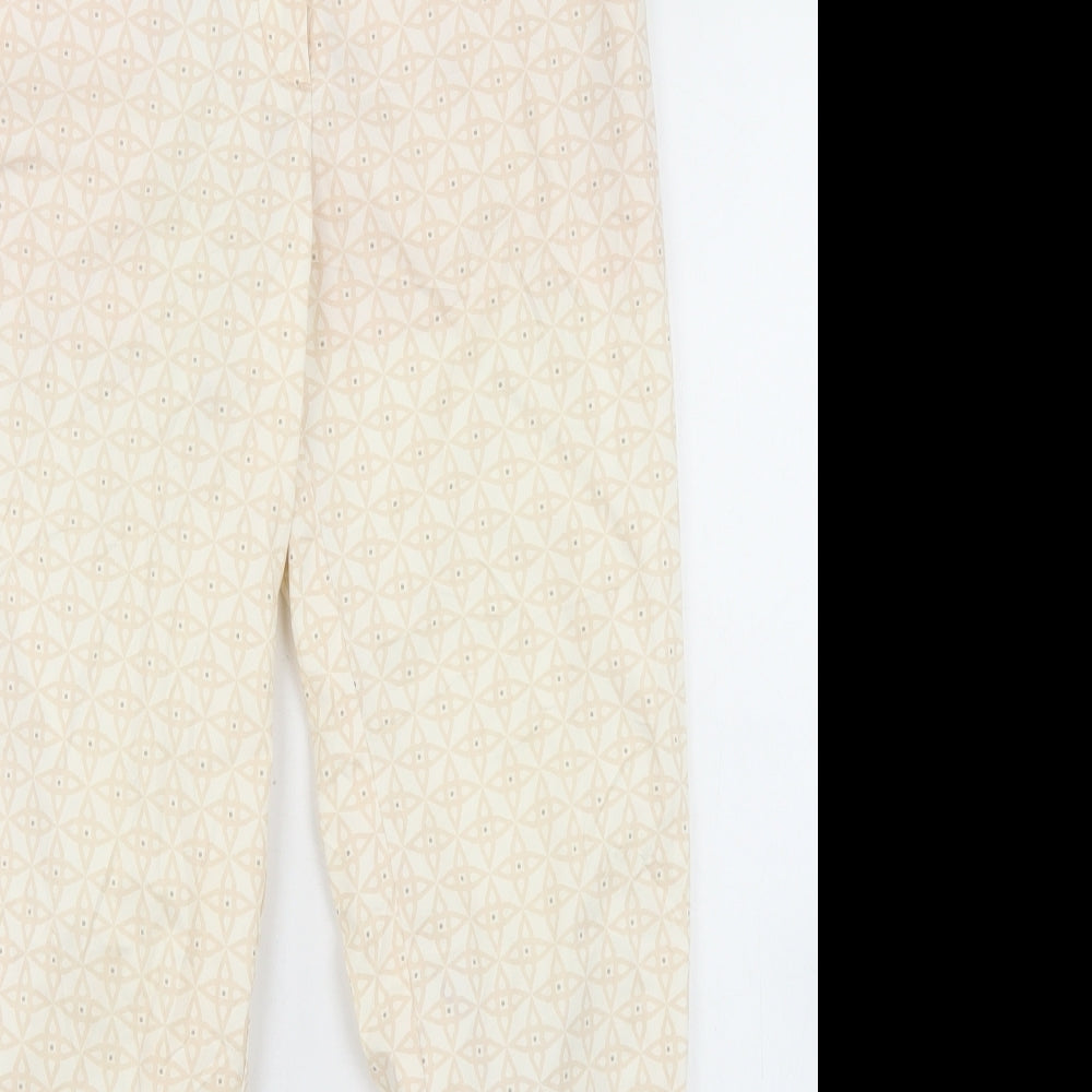 H&M Womens Pink Geometric Polyester Pedal Pusher Trousers Size 6 L27 in Regular Hook & Eye