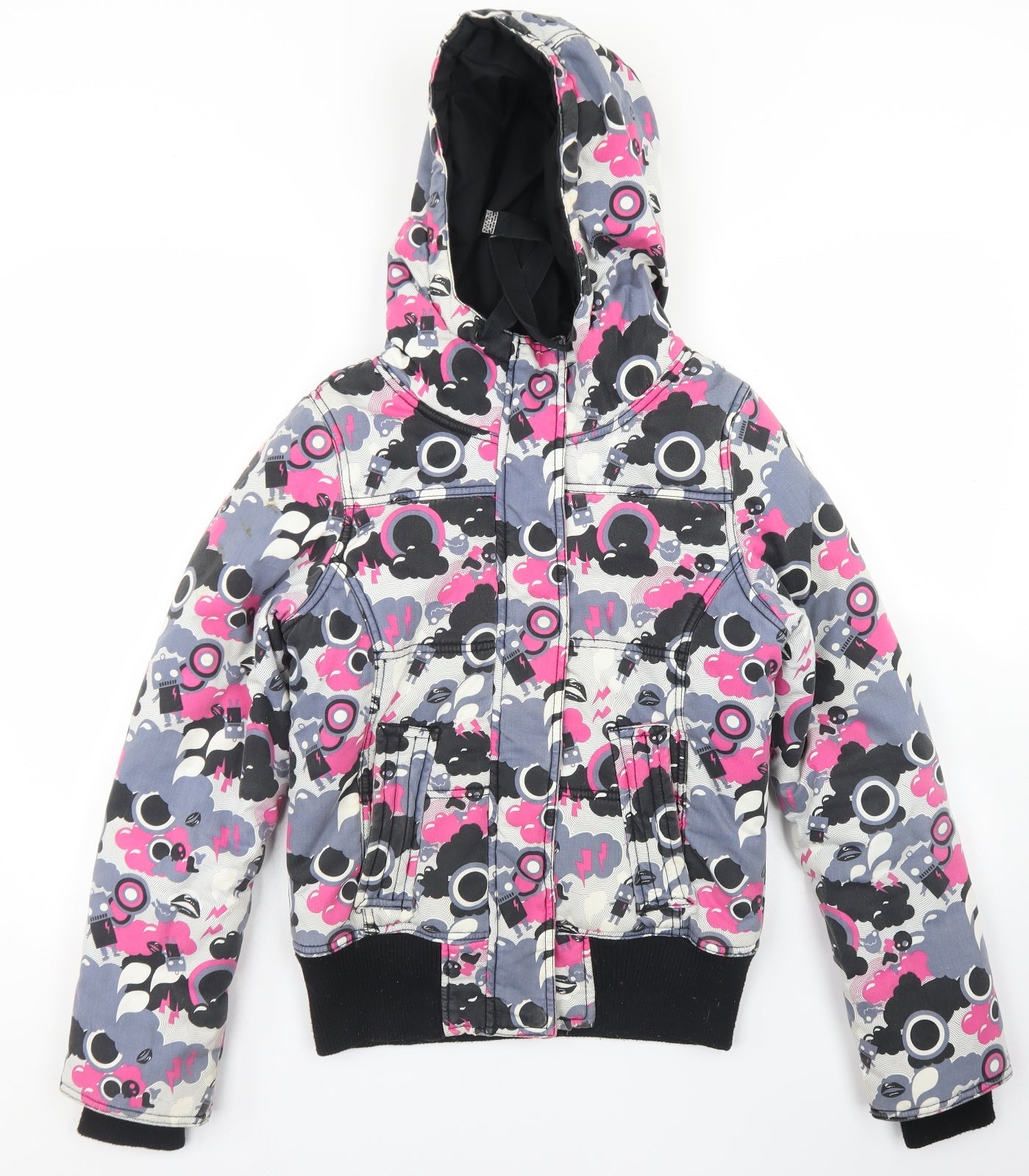 Only Womens Pink Paisley  Parka Coat Size S  Zip