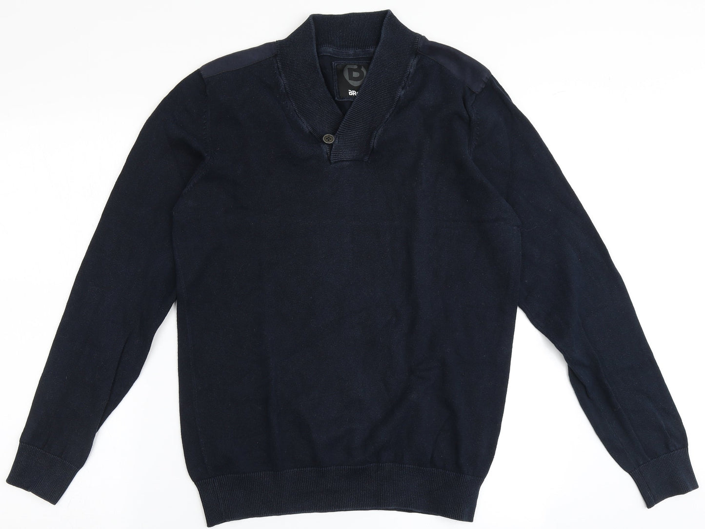 BRICE Mens Blue V-Neck  Cotton Pullover Jumper Size M