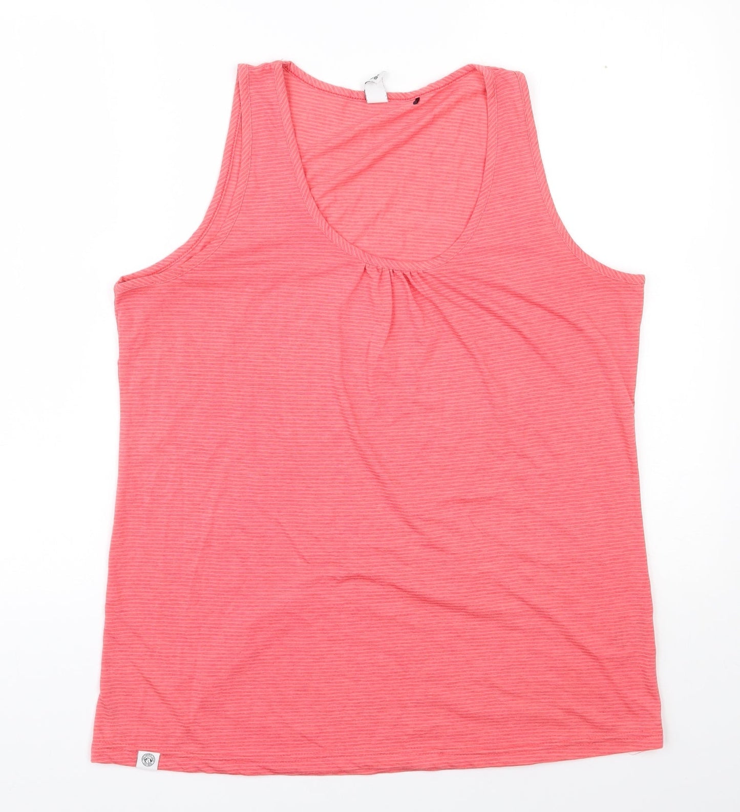 Preloved Tog Twenty Four Womens Pink Striped Polyester Basic Tank Size 14 Scoop Neck Pullover - Front