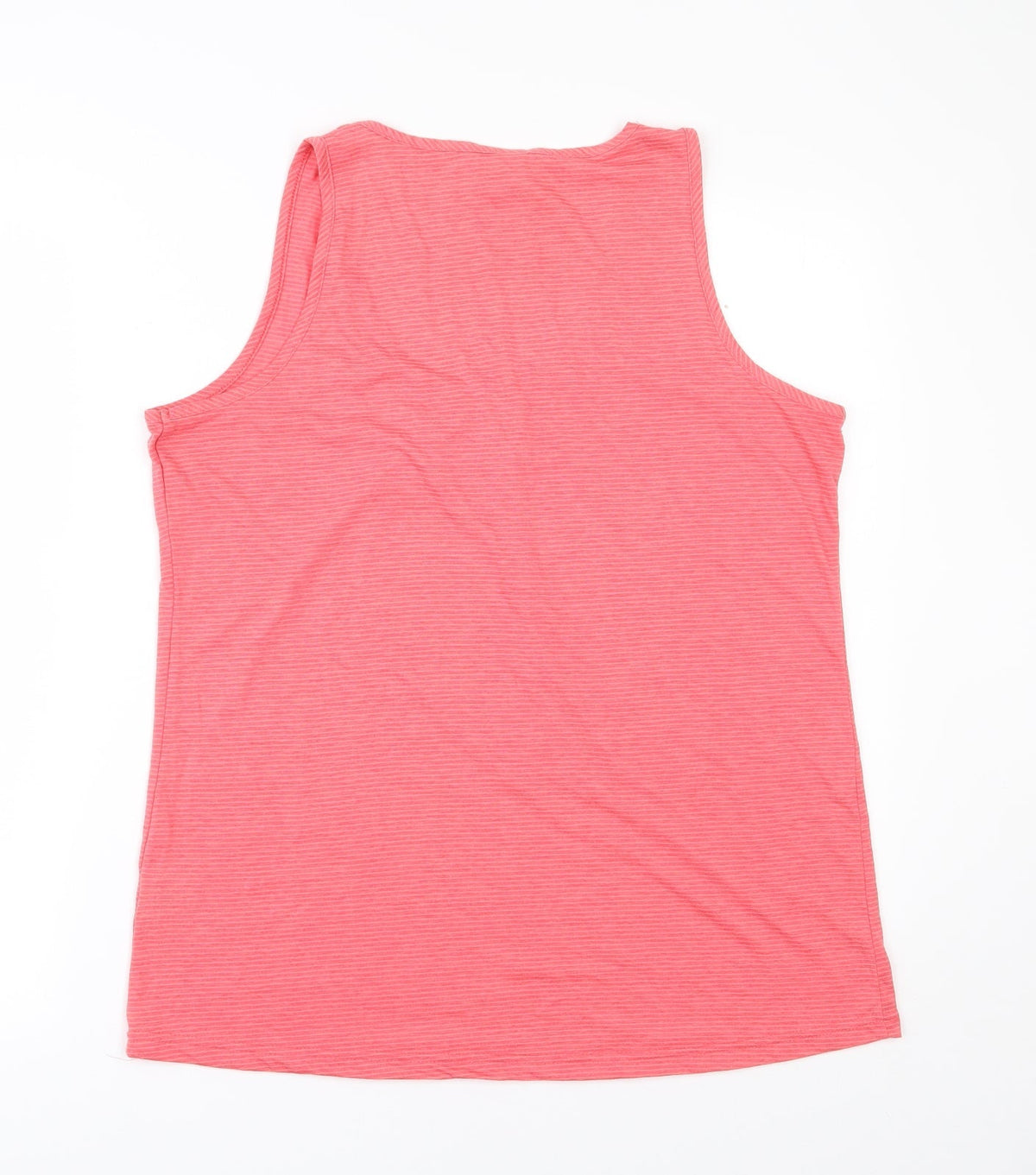 Preloved Tog Twenty Four Womens Pink Striped Polyester Basic Tank Size 14 Scoop Neck Pullover - Back