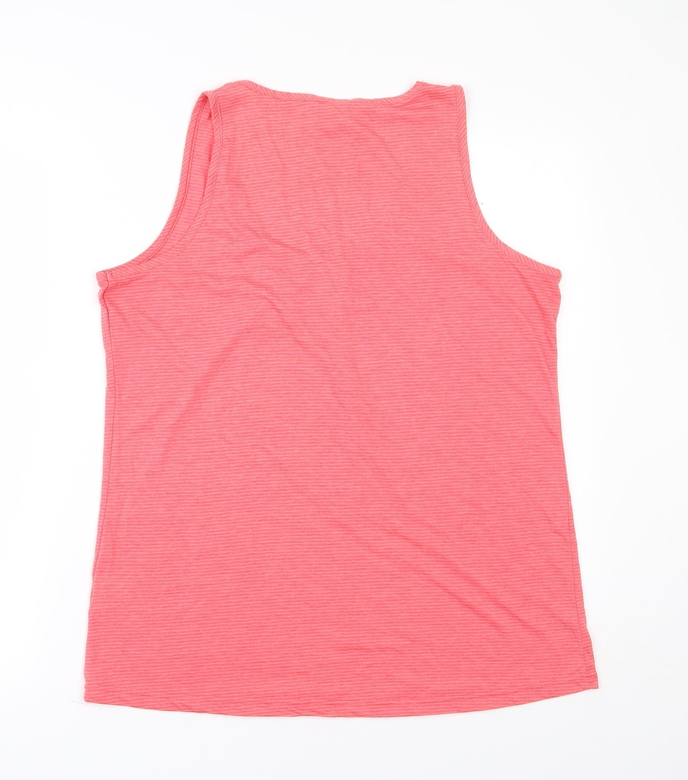 Preloved Tog Twenty Four Womens Pink Striped Polyester Basic Tank Size 14 Scoop Neck Pullover - Back