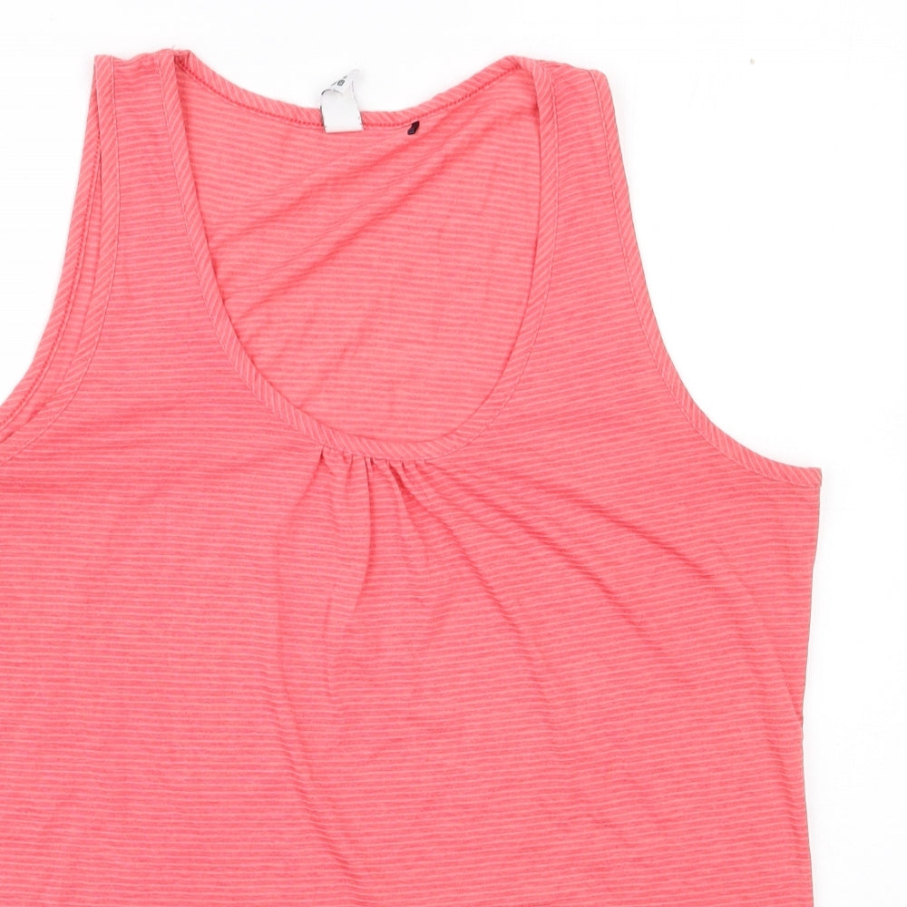 Preloved Tog Twenty Four Womens Pink Striped Polyester Basic Tank Size 14 Scoop Neck Pullover - Detail