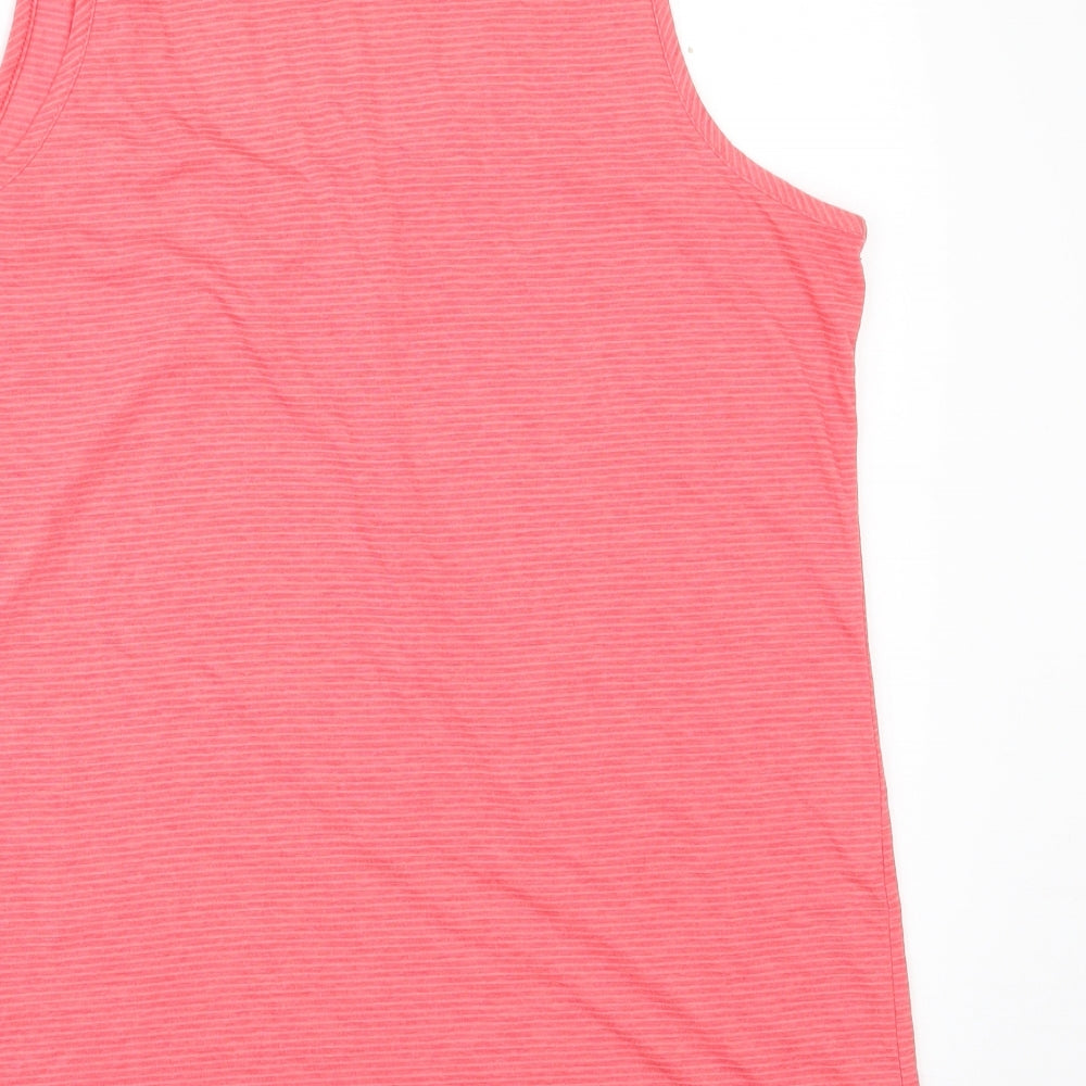 Preloved Tog Twenty Four Womens Pink Striped Polyester Basic Tank Size 14 Scoop Neck Pullover - Label