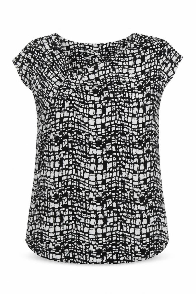NEXT Womens Multicoloured Geometric Viscose Basic T-Shirt Size 10 Round Neck