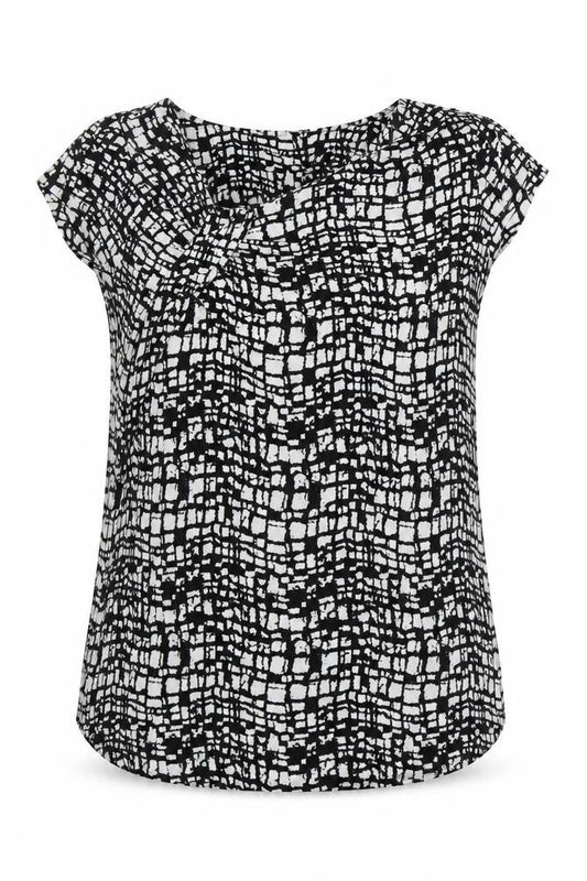 NEXT Womens Multicoloured Geometric Viscose Basic T-Shirt Size 10 Round Neck