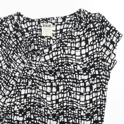 Next Womens Multicoloured Geometric Viscose Basic T-Shirt Size 10 Round Neck