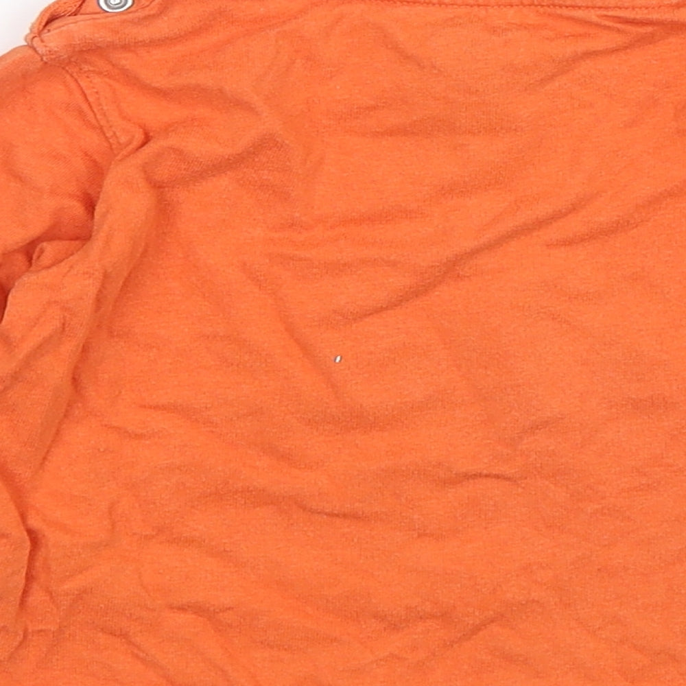 La Compagnie des Petits Boys Orange  Cotton Basic T-Shirt Size 2 Years Round Neck Pullover - Tractor