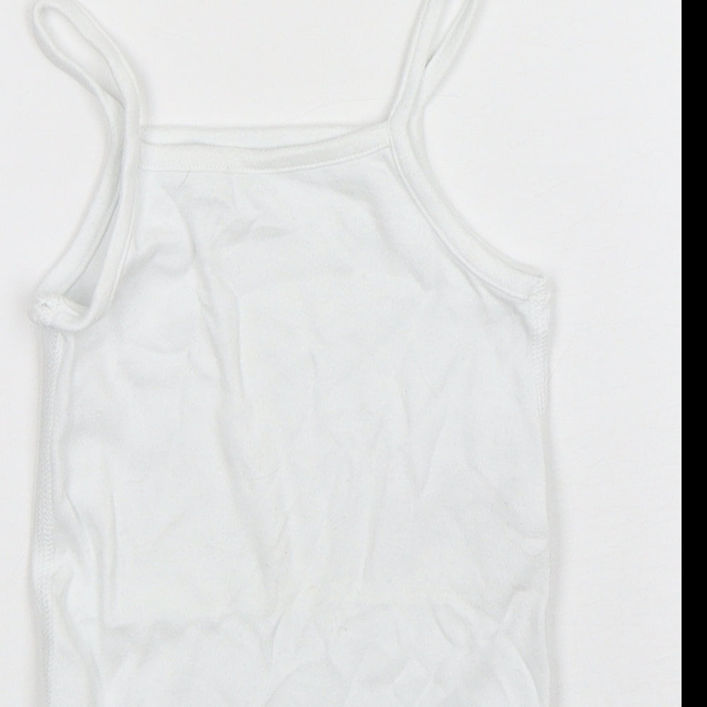 Marks and Spencer Baby White Spotted Cotton Leotard One-Piece Size 18-24 Months  Snap