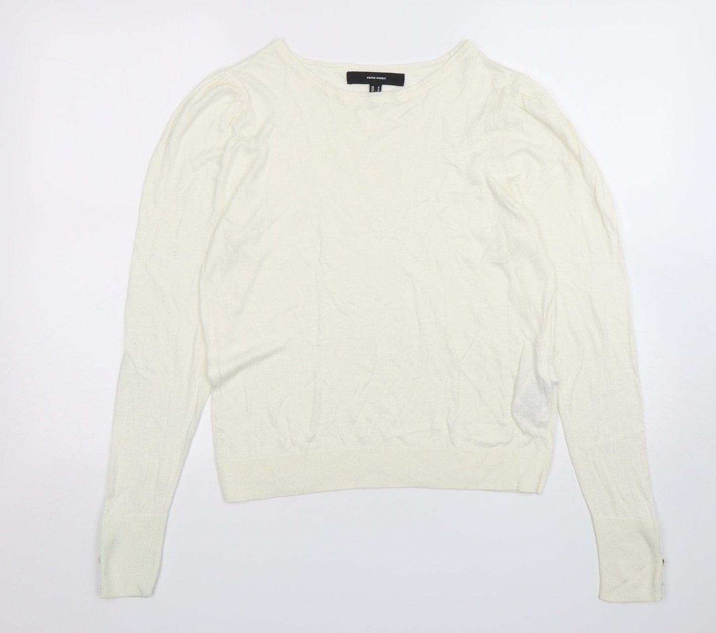 VERO MODA Womens Ivory Round Neck  Modal Pullover Jumper Size M