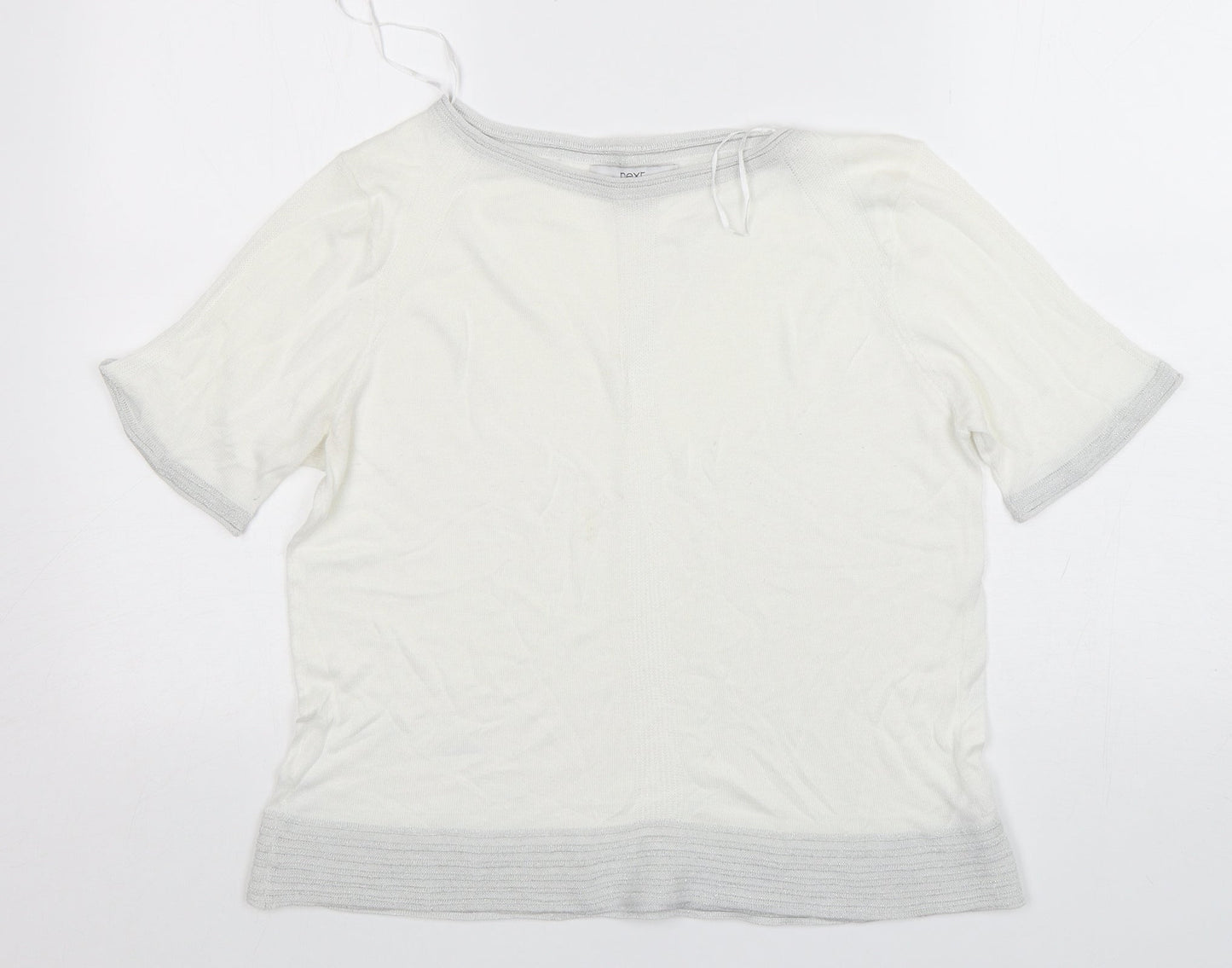 NEXT Womens White Round Neck  Viscose Pullover Jumper Size 14