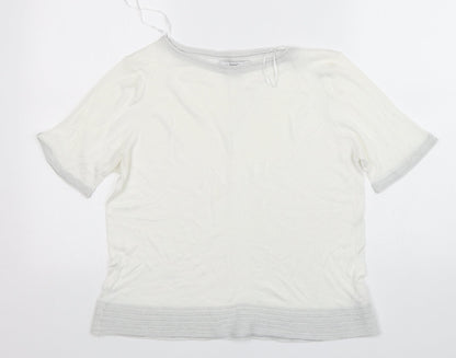 Next Womens White Round Neck  Viscose Pullover Jumper Size 14