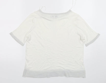 Next Womens White Round Neck  Viscose Pullover Jumper Size 14