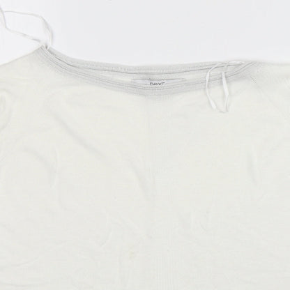 Next Womens White Round Neck  Viscose Pullover Jumper Size 14
