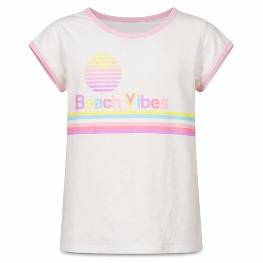 Tu Girls White  Cotton Basic T-Shirt Size 9 Years Round Neck  - beach