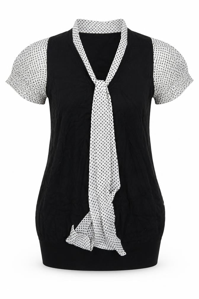 Mams & papas Womens Black Polka Dot Viscose Bodycon  Size 10  Collared Pullover