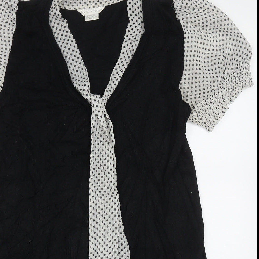 Mams & papas Womens Black Polka Dot Viscose Bodycon  Size 10  Collared Pullover