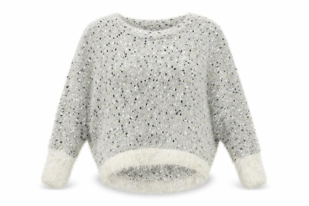 Osley Womens Grey Crew Neck Geometric Acrylic Pullover Jumper Size M