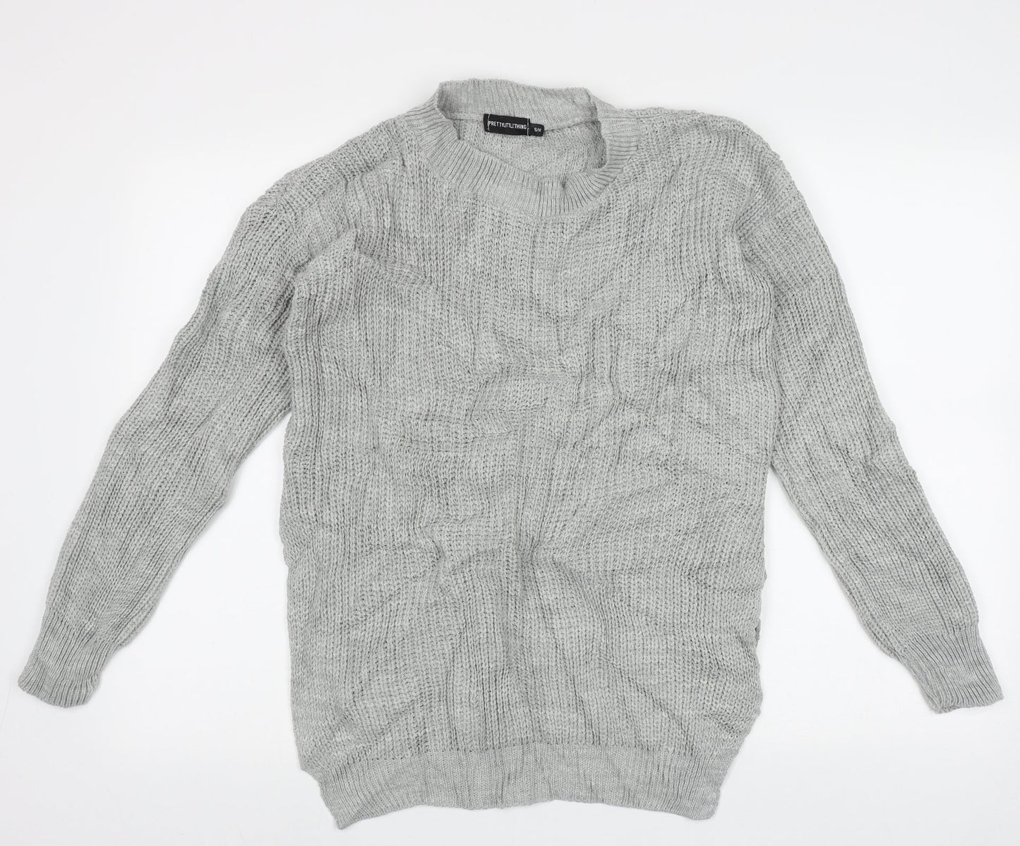 PRETTYLITTLETHING Womens Grey Cowl Neck  Acrylic Pullover Jumper Size M