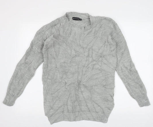 PRETTYLITTLETHING Womens Grey Cowl Neck  Acrylic Pullover Jumper Size M