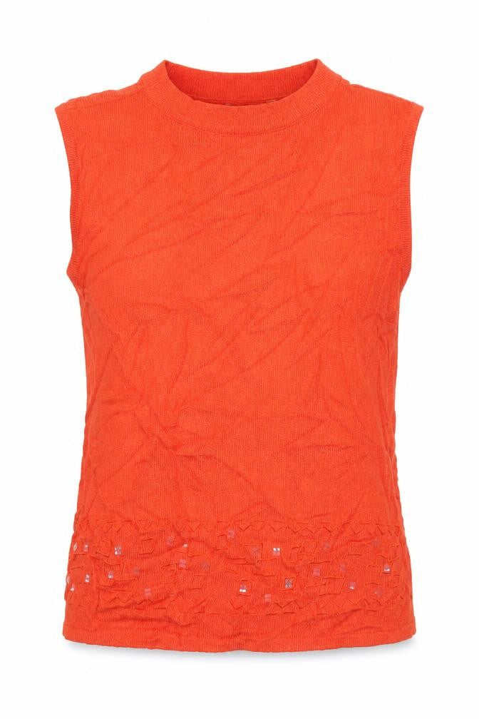 Off Shoot Womens Orange Crew Neck  Viscose Vest Jumper Size M
