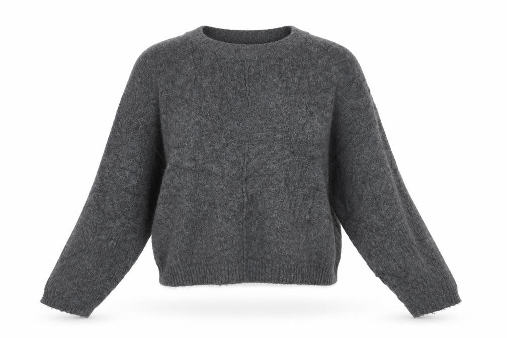 Topshop Womens Grey Crew Neck  Acrylic Pullover Jumper Size 10