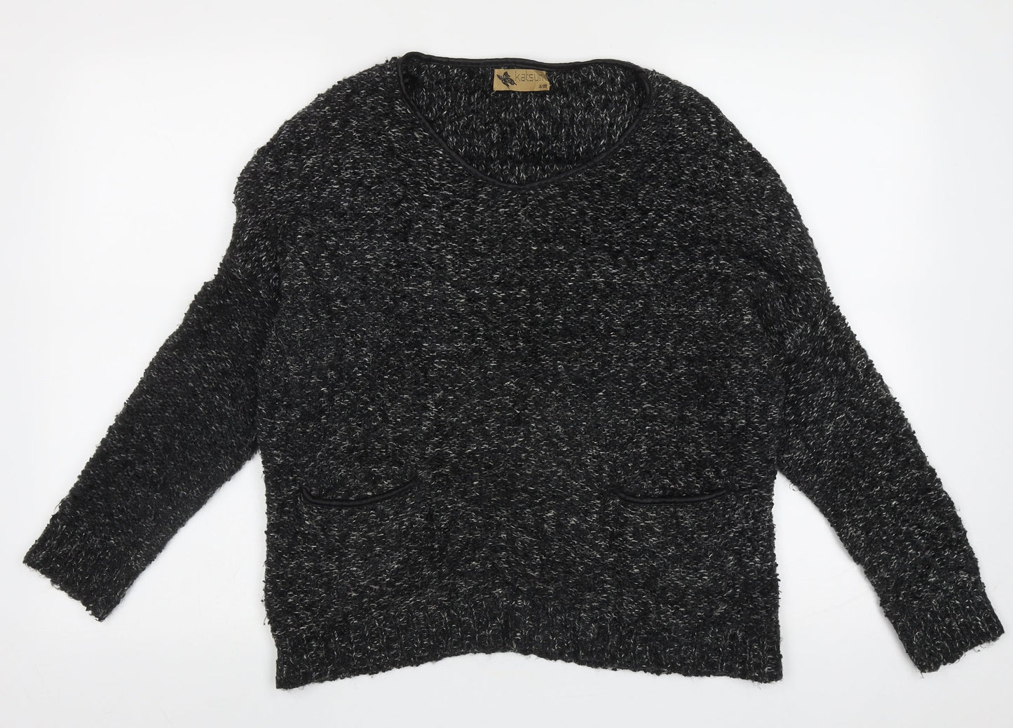 Katsumi Womens Black Crew Neck  Acrylic Pullover Jumper Size M