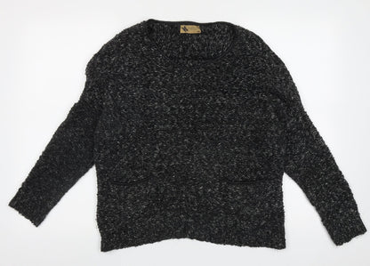 Katsumi Womens Black Crew Neck  Acrylic Pullover Jumper Size M