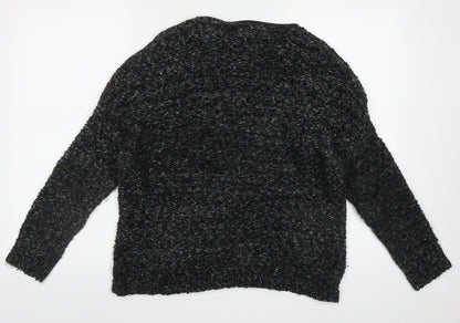 Katsumi Womens Black Crew Neck  Acrylic Pullover Jumper Size M