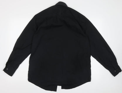 Preloved F&F Mens Black  Cotton  Button-Up Size 15 Collared Button - Back