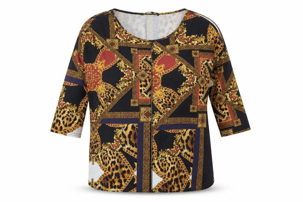 Capsule Womens Multicoloured Geometric Polyester Tunic T-Shirt Size 10 Crew Neck - Cold Shoulder