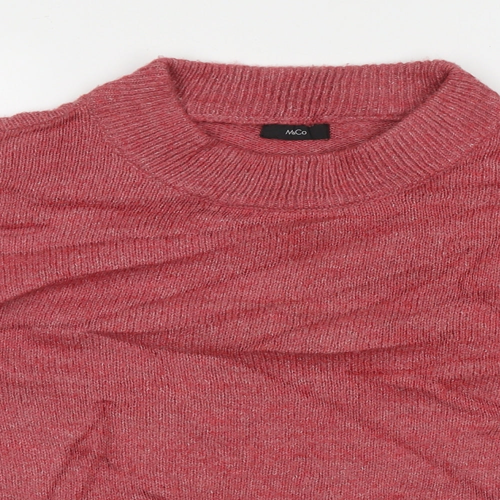 M&Co Womens Pink Crew Neck  Polyacrylate Fibre Pullover Jumper Size 12