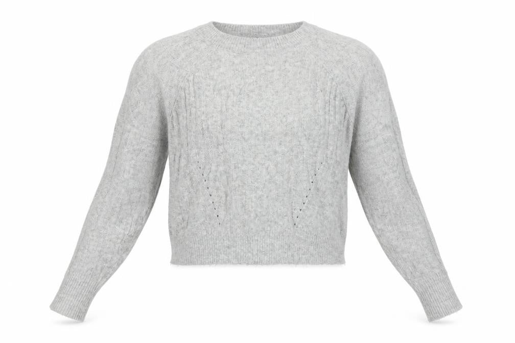 Topshop Womens Grey Crew Neck Geometric Acrylic Pullover Jumper Size 6   - crop jumper