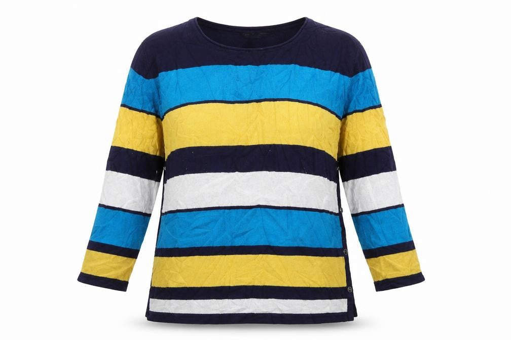 JUST ELEGANCE Womens Multicoloured Crew Neck Striped Viscose Pullover Jumper Size L