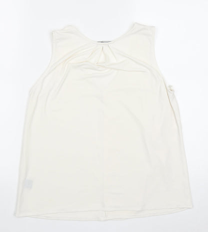 mixolo Womens White  Polyester Basic Tank Size M V-Neck