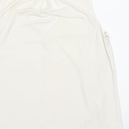 mixolo Womens White  Polyester Basic Tank Size M V-Neck