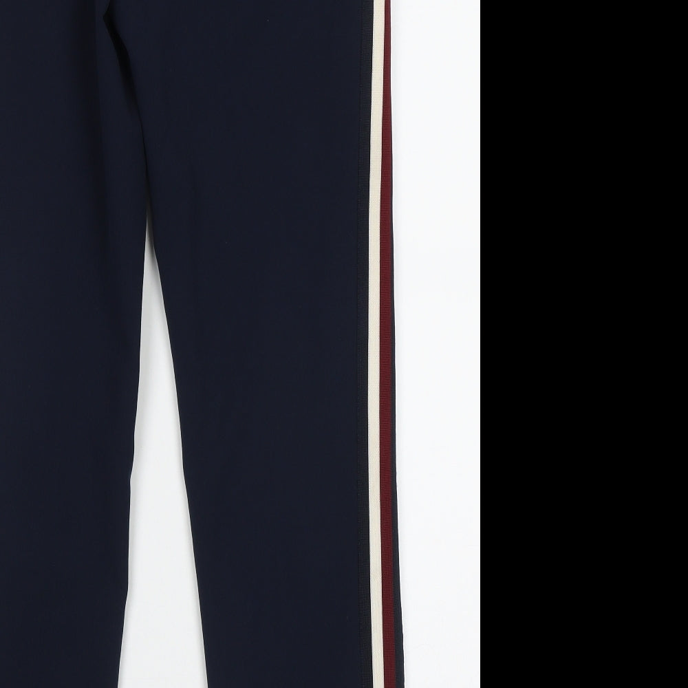 Autograph Womens Blue Striped Polyester Trousers  Size 8 L28 in Regular Hook & Eye