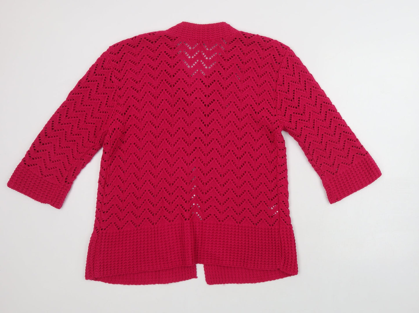 Glimpse Design Womens Pink Round Neck  Cotton Cardigan Jumper Size M
