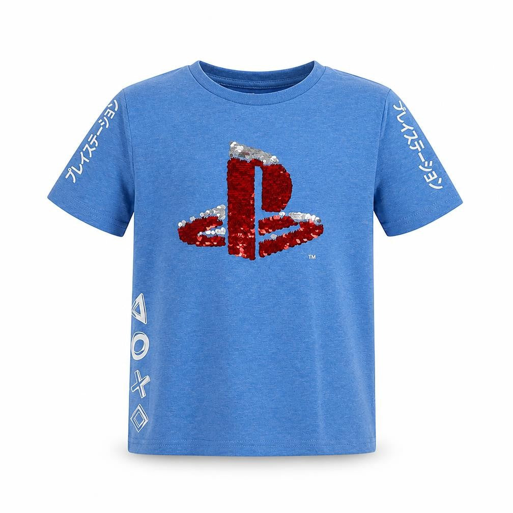 PlayStation Girls Blue  Polyester Basic Polo Size 7-8 Years Crew Neck