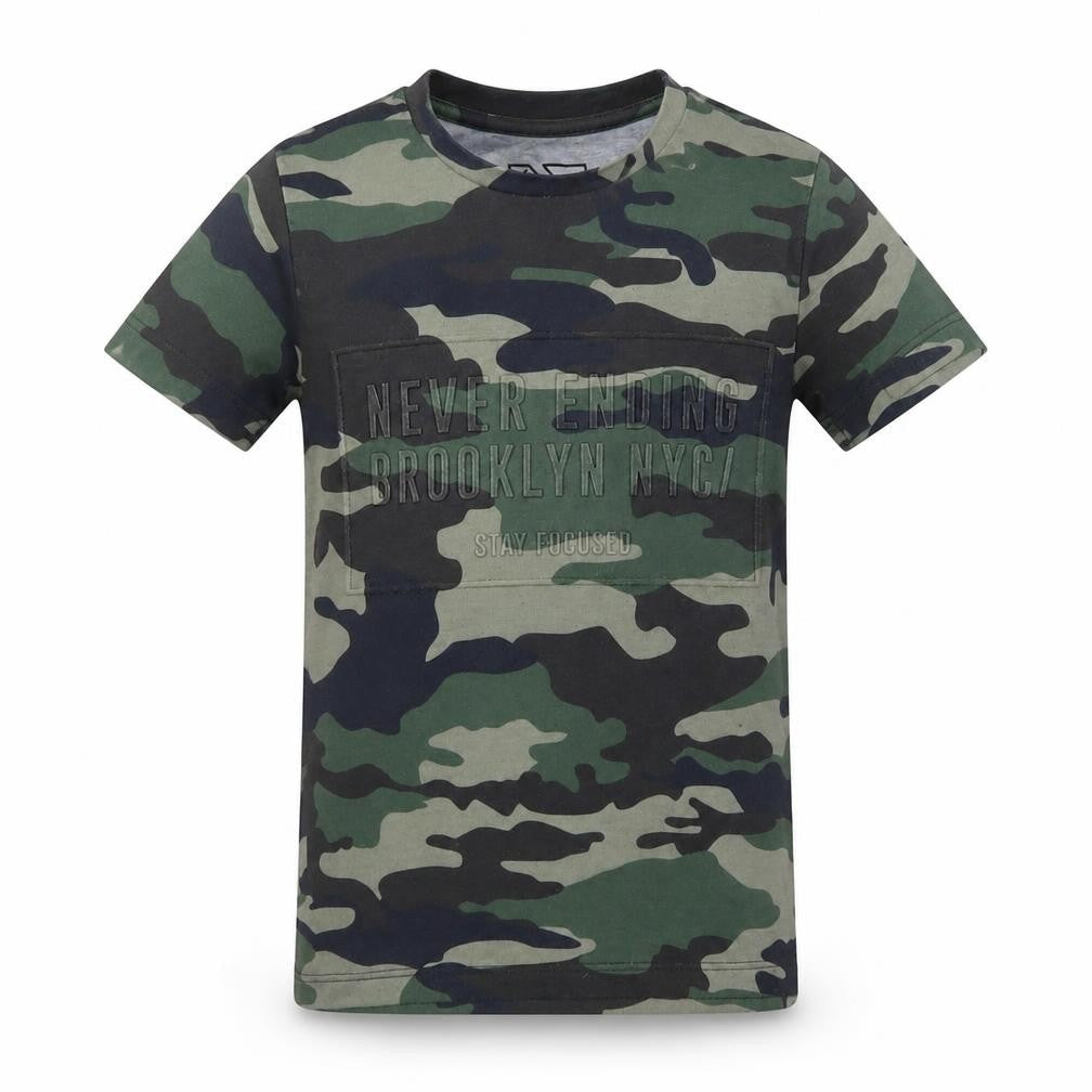 Matalan Boys Green Camouflage Polyester Basic Polo Size 6 Years Crew Neck