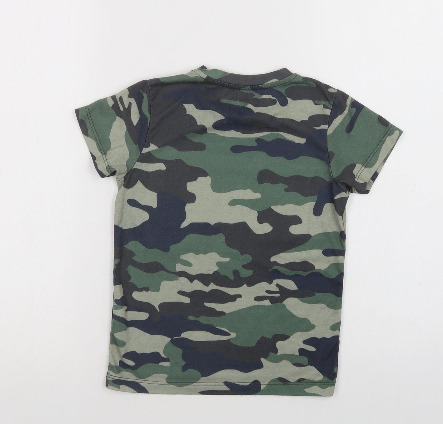 Matalan Boys Green Camouflage Polyester Basic Polo Size 6 Years Crew Neck