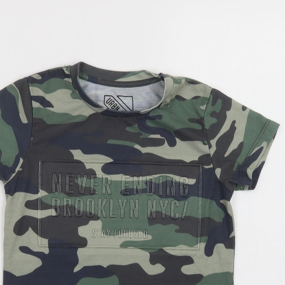 Matalan Boys Green Camouflage Polyester Basic Polo Size 6 Years Crew Neck