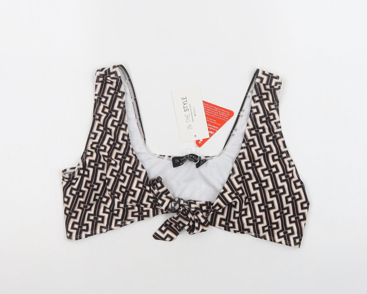 In the Style Womens Beige Geometric Polyester Cropped Tank Size 14 Sweetheart - Bralette