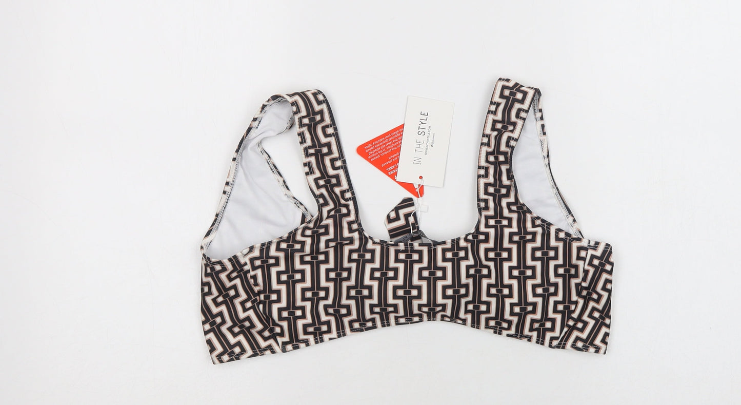 In the Style Womens Beige Geometric Polyester Cropped Tank Size 14 Sweetheart - Bralette