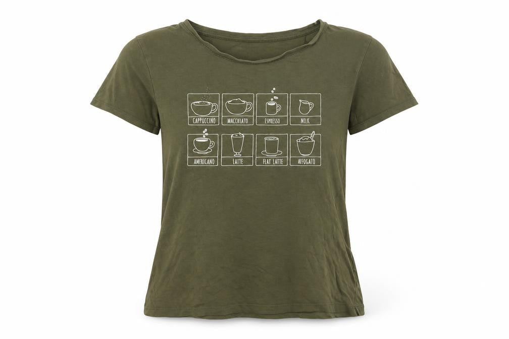 Primark Womens Green  Cotton Basic T-Shirt Size XS Crew Neck - Coffee