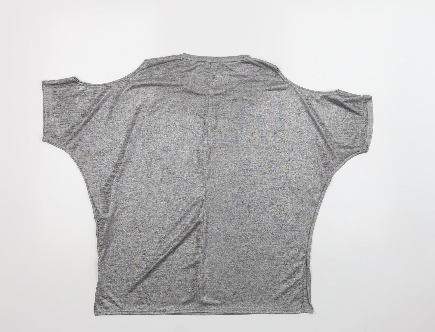 New Look Womens Silver  Polyester Basic Blouse Size 10 Crew Neck - Cold Shoulder