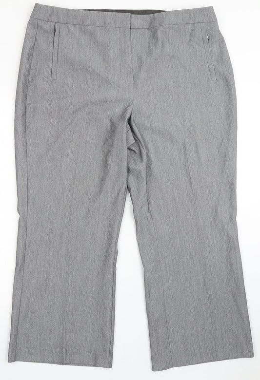 Marks and Spencer Womens Grey  Polyester Dress Pants Trousers Size 18 L26 in Regular Button