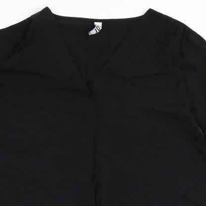 JDY Womens Black  Viscose Basic Blouse Size 8 V-Neck