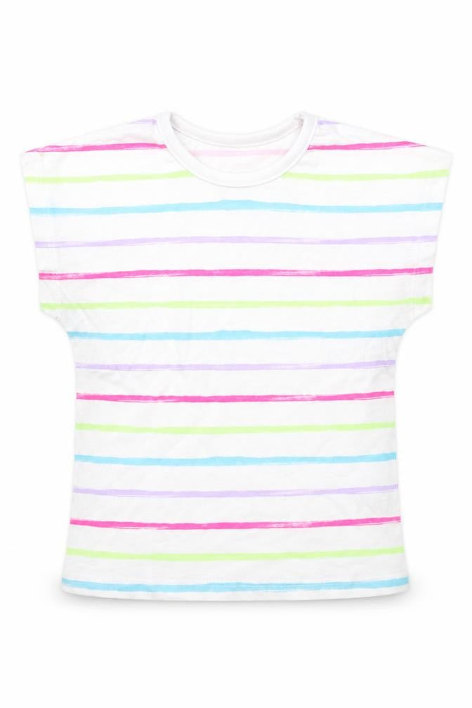 Dunnes Girls Multicoloured Striped Cotton Basic T-Shirt Size 2-3 Years Crew Neck Pullover